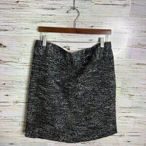 Ann Taylor Black Pencil Mini Skirt tweed gray size 12